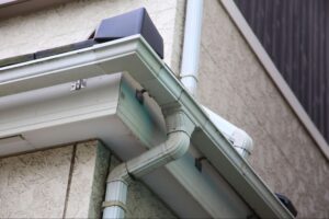 Gutters on the side of a commercial property.